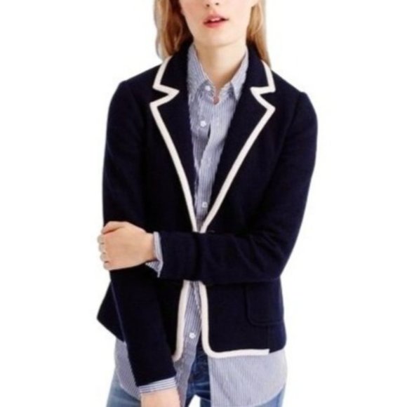 J. Crew Jackets & Blazers - J. Crew Tipped Sweater Blazer Merino Wool